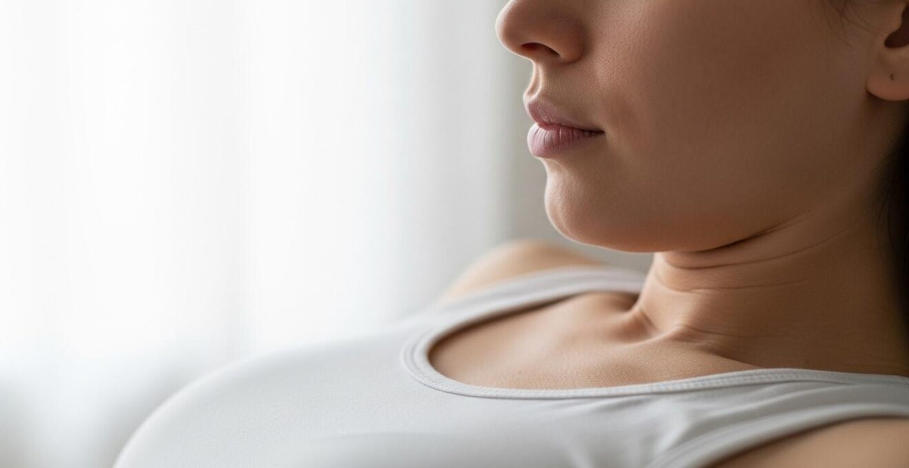 Photo réaliste d'une personne faisant une respiration profonde en position de méditation calme
