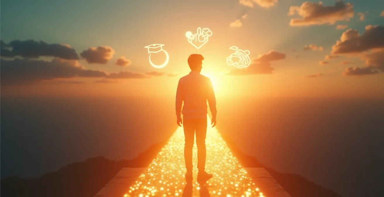 Illustration symbolique d'un tremplin menant à un avenir professionnel ou académique réussi, représentant le tutorat comme un levier de progression