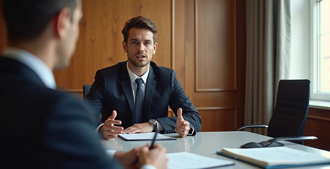 Candidat confiant lors d'un oral de concours administratif