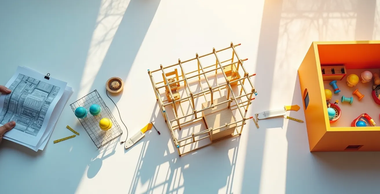 Représentation visuelle de la chaîne des métiers territoriaux impliqués dans la création d'une crèche municipale