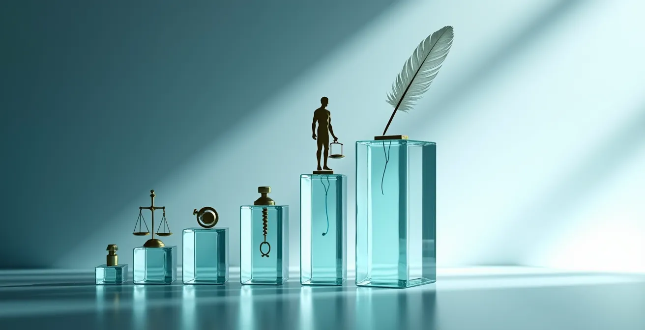 Représentation visuelle abstraite d'une progression de carrière dans la fonction publique